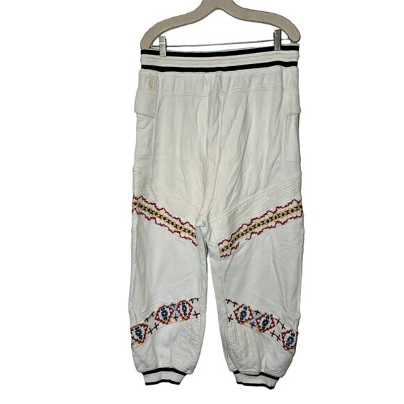 New Free People Crystal Sports Embroidered Harem Jogger Pants $198 LARGE White - Picture 6 of 7